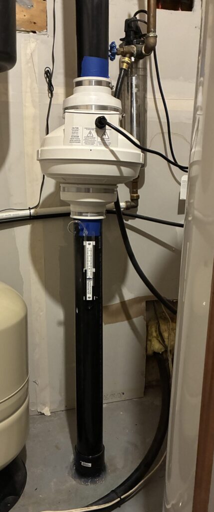 Radon fan installed in utility room